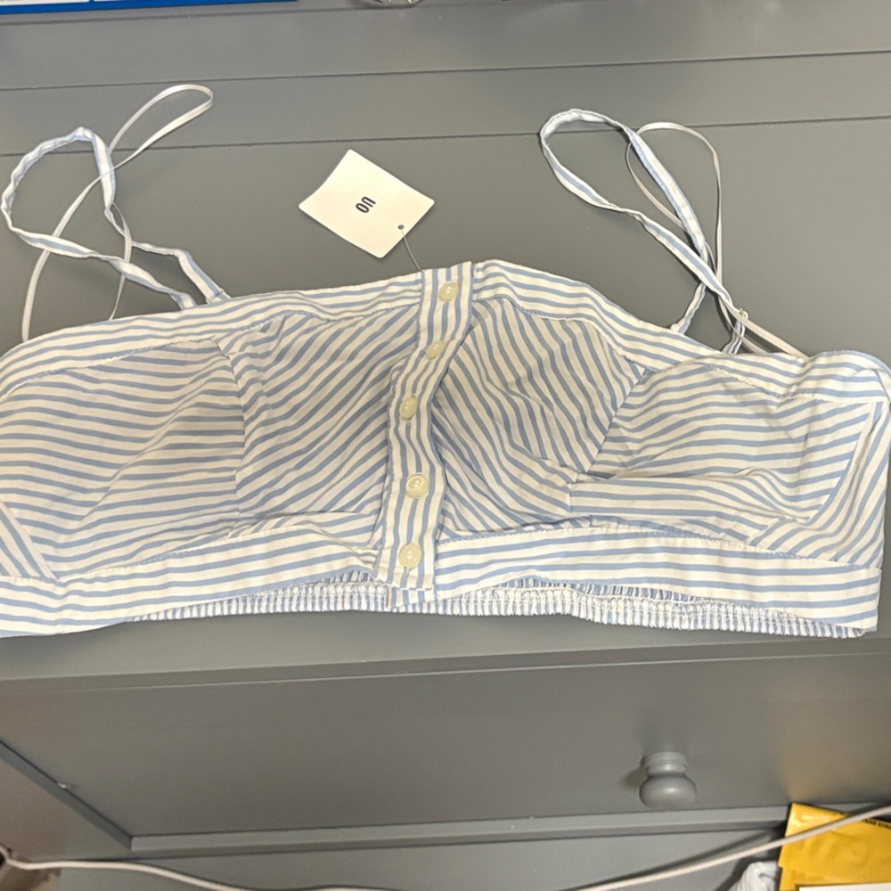 Urban Outfitters Blue and White Striped Crop Top